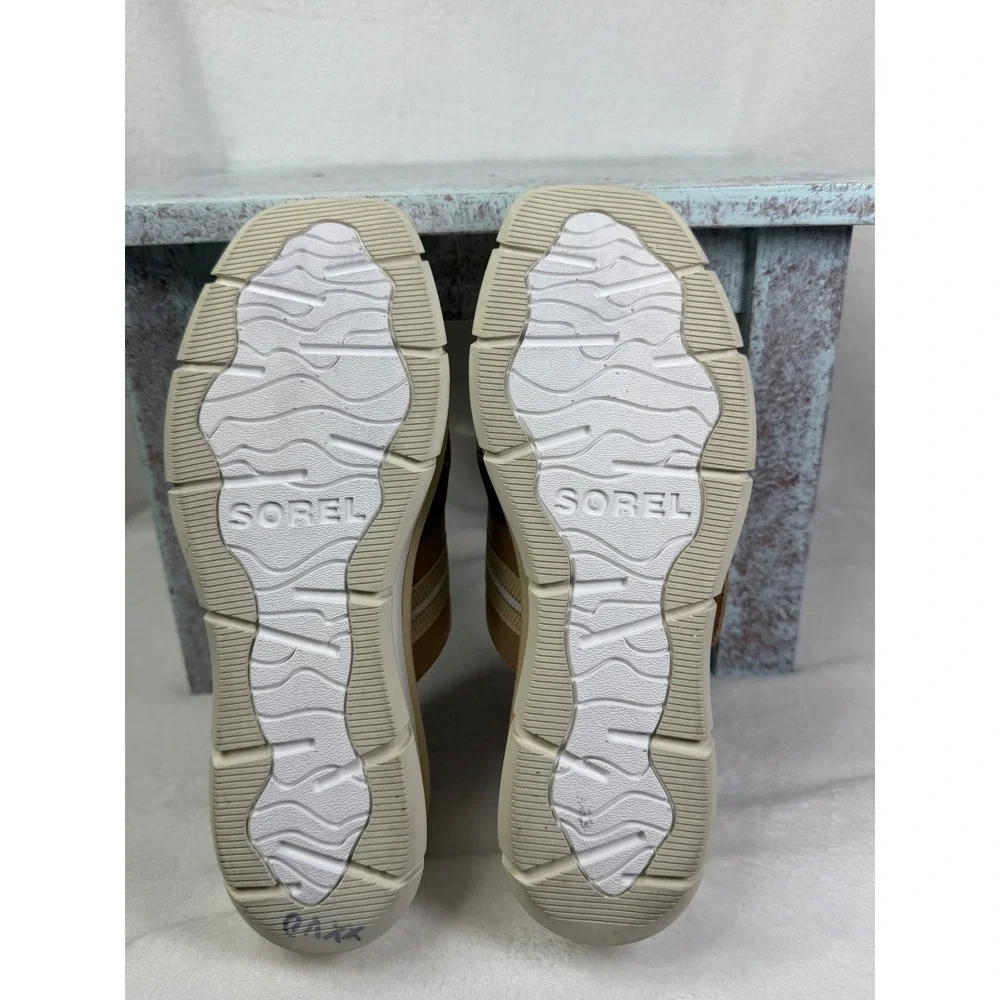 Sorel Womens Joanie III Wedge Slide Sandal Brown / Tan Leather Size 9.5‎
